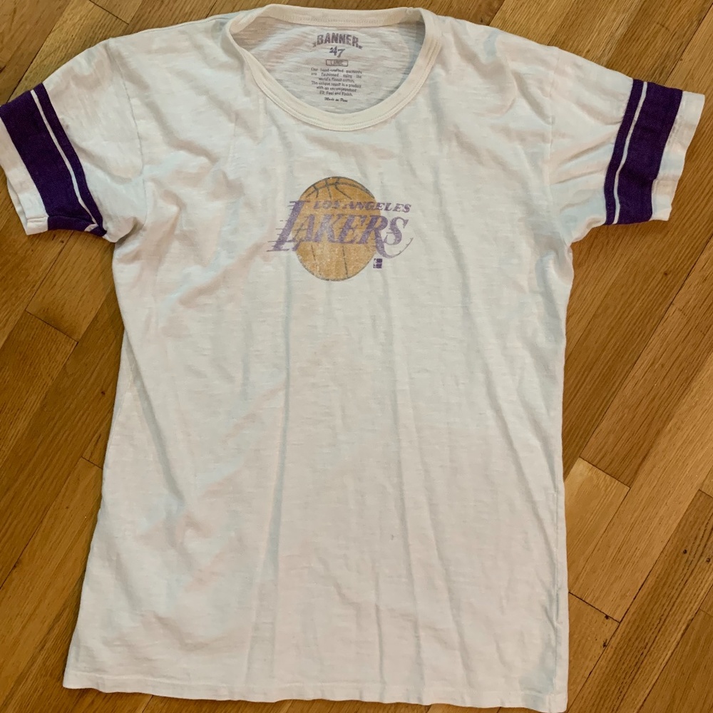 LA Lakers Banner 47 Burnout Graphic Tee Large